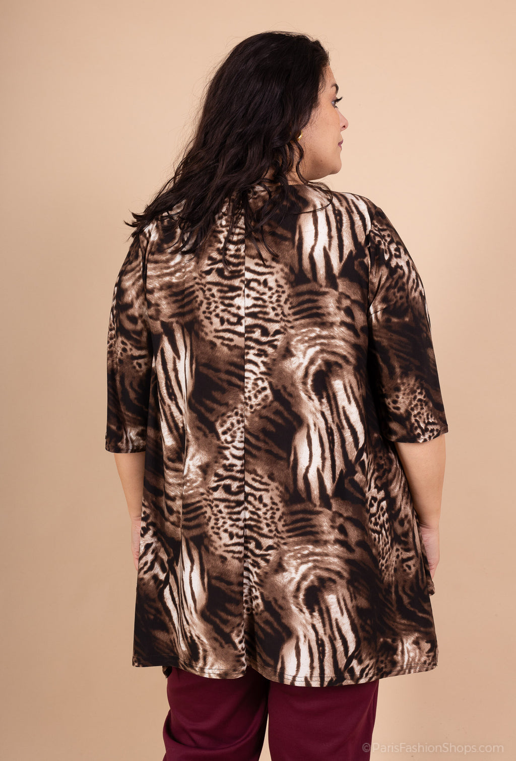 Flared Tunika med Mellanlånga Ärmar i Fluid Material