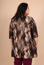 Flared Tunika med Mellanlånga Ärmar i Fluid Material