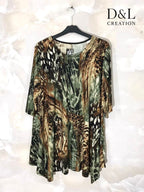 Flared tunic with mid-length sleeves