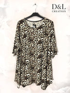 Flared tunic with mid-length sleeves