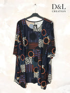 Flared tunic with mid-length sleeves