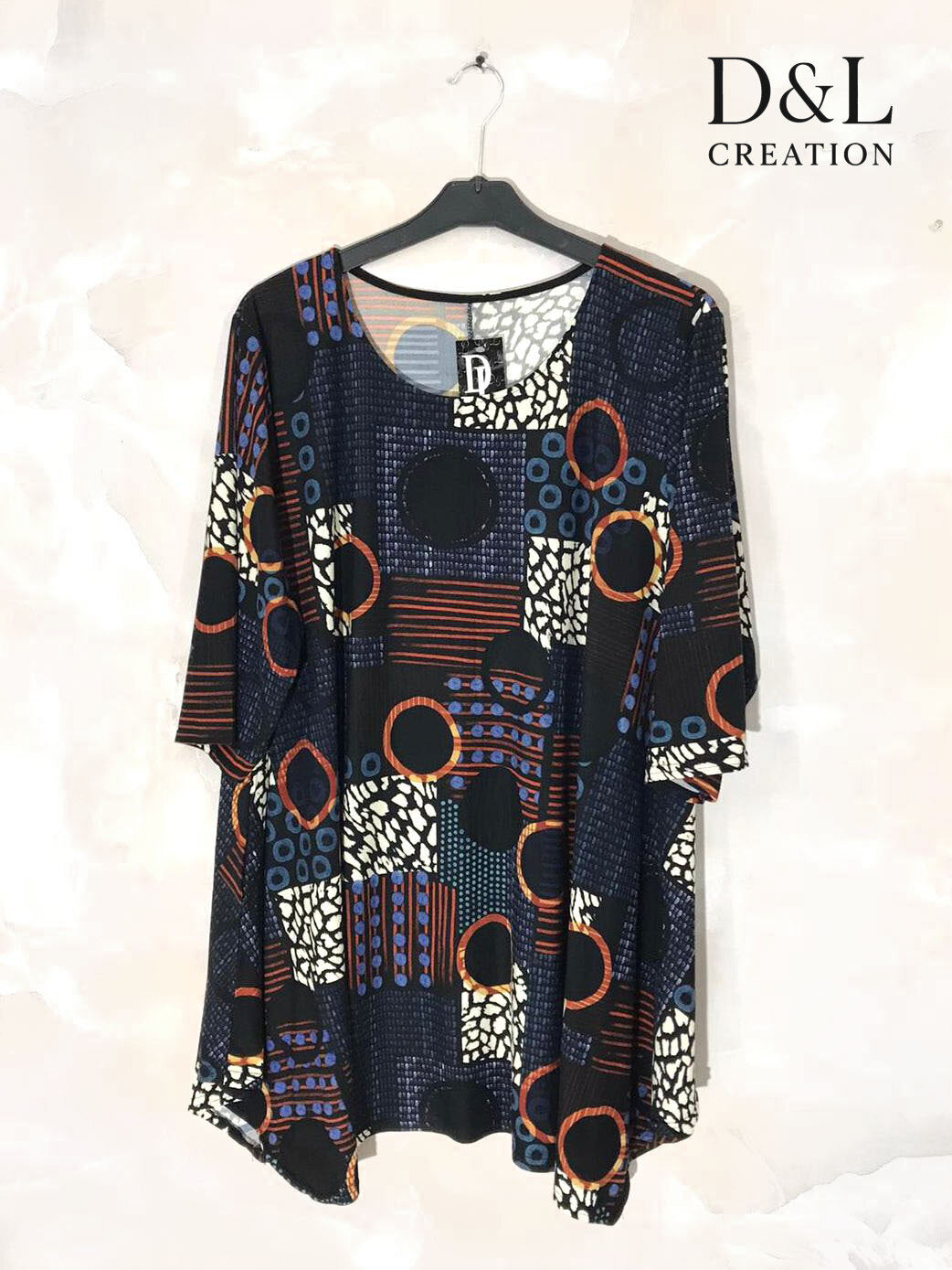 Flared tunic with mid-length sleeves