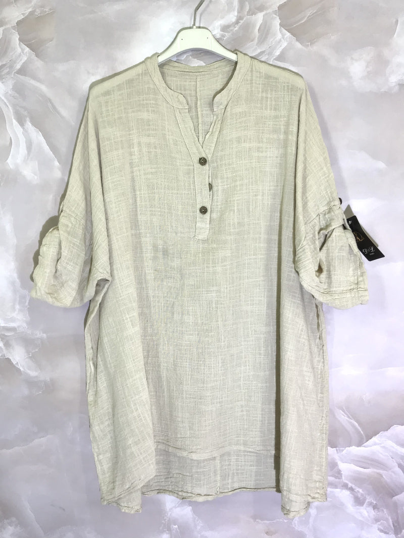 Plus Size Extra large plain tunic with mao collar
