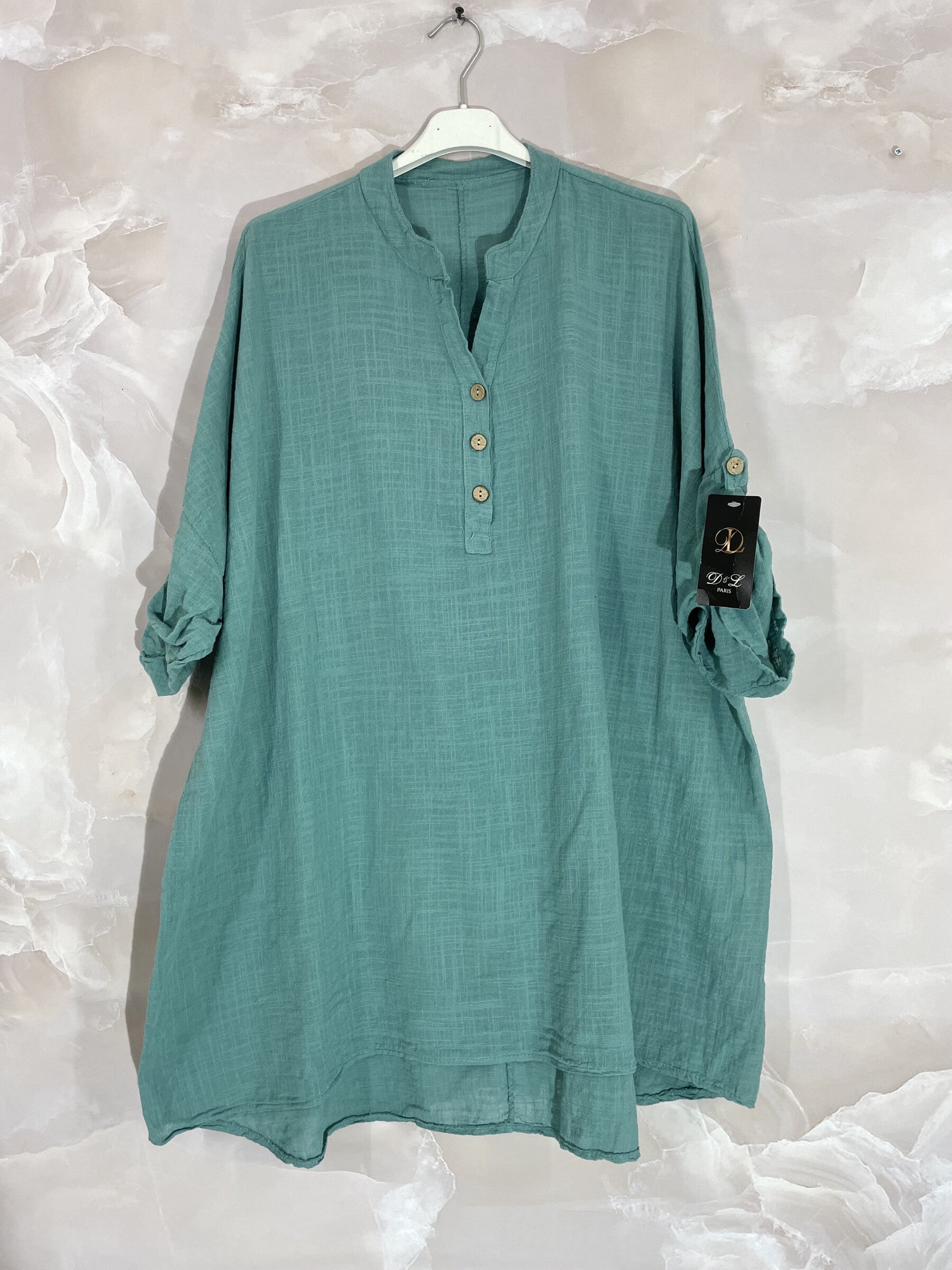 Plus Size Extra large plain tunic with mao collar