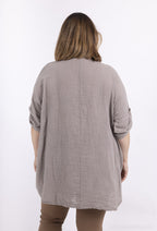 Plus Size Extra Large Enkel Tunika med Mao Krage