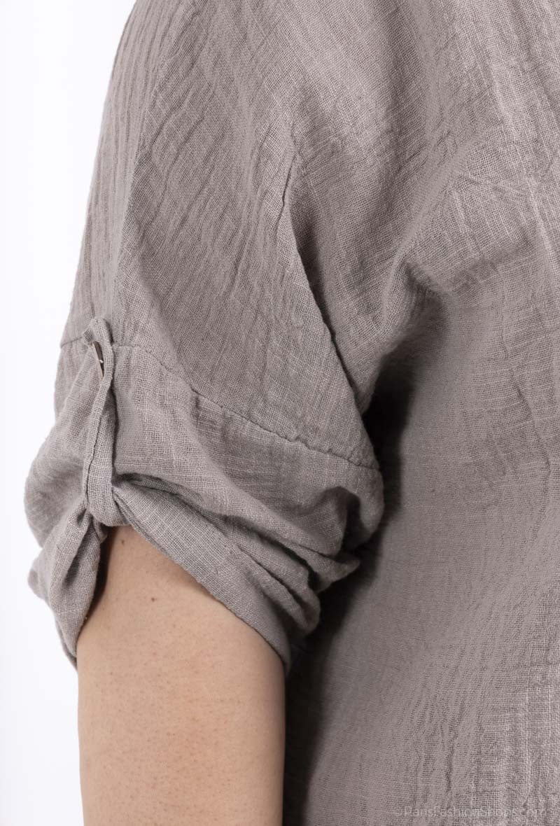 Plus Size Extra Large Enkel Tunika med Mao Krage