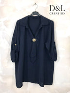 Sun brooch faux tie tunik i storlekar T38 till T52