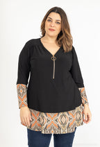 Plus Size Tunika med Dragkedja - Avslappnad Stil