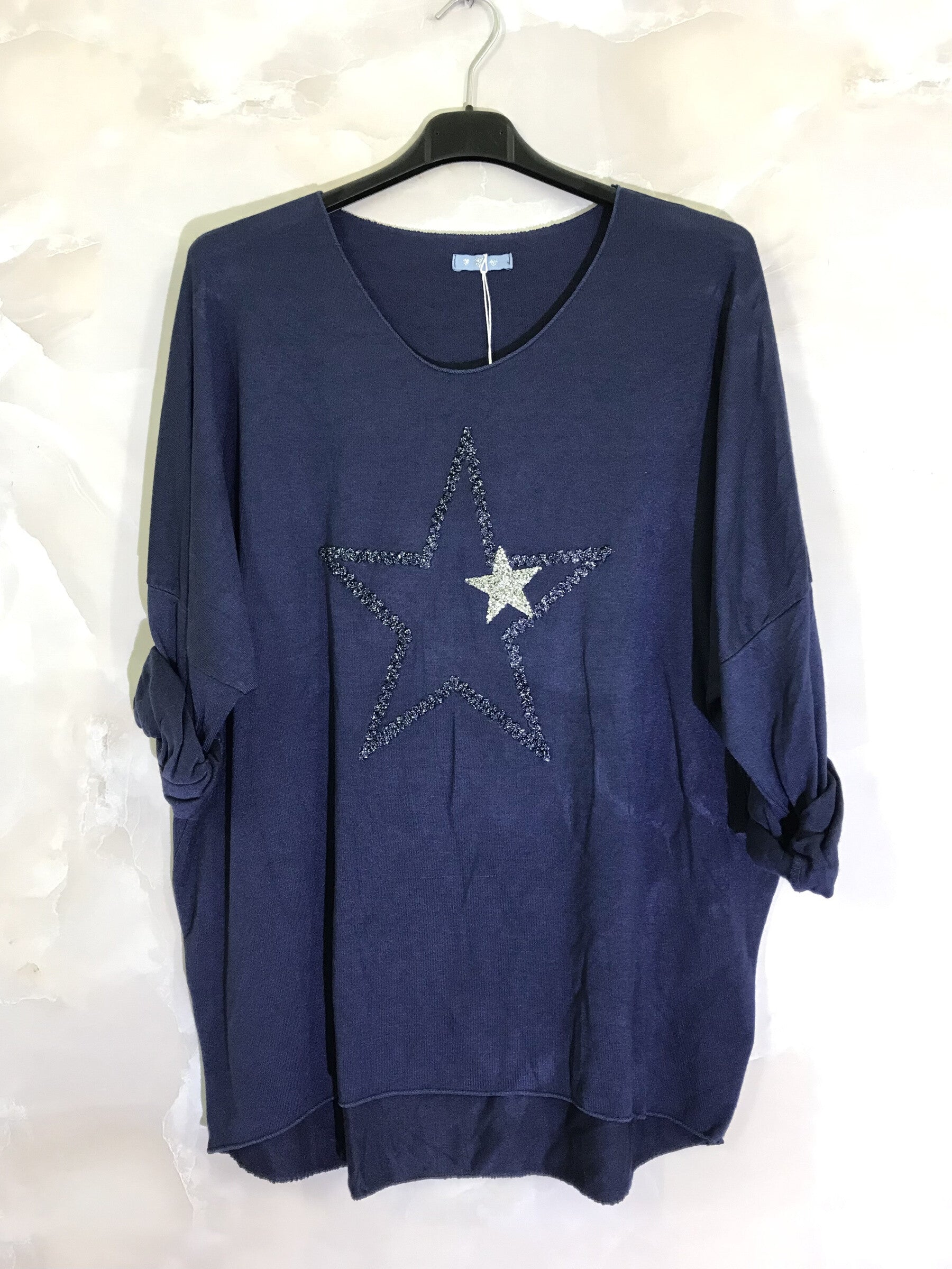 Plus Size Tunika med Stjärnor i Mjuk och Stretchig Tyg