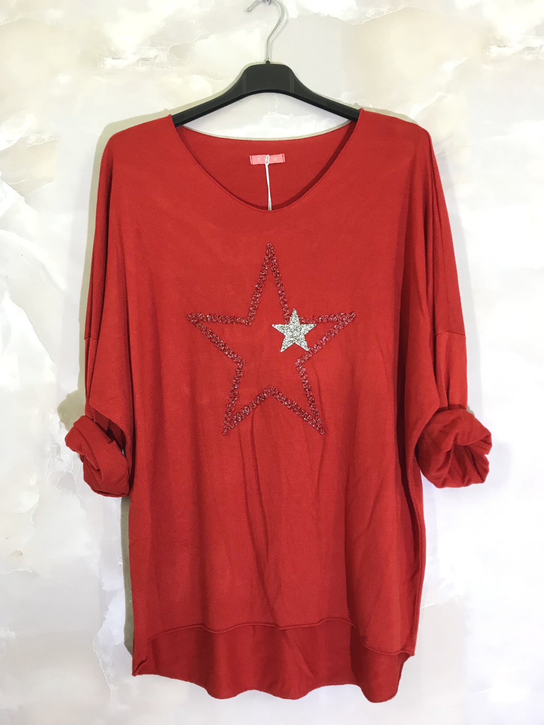 Plus Size Tunika med Stjärnor i Mjuk och Stretchig Tyg