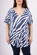 Plus Size Lace V-neck Printed Tunic