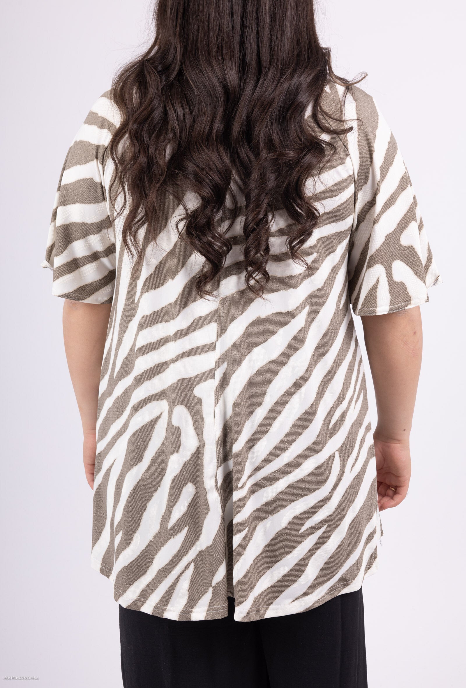 Plus Size Lace V-neck Printed Tunic