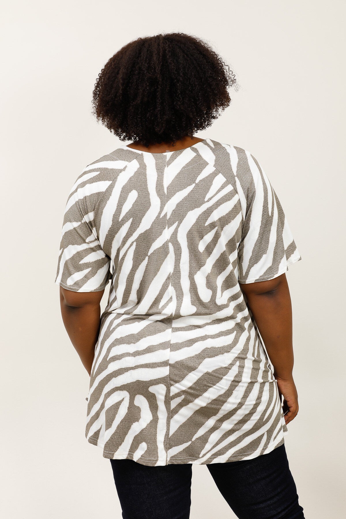 Lace V-hals tryckt tunika i stor storlek