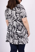 Plus Size Tunika med Tryck och Bat Handles