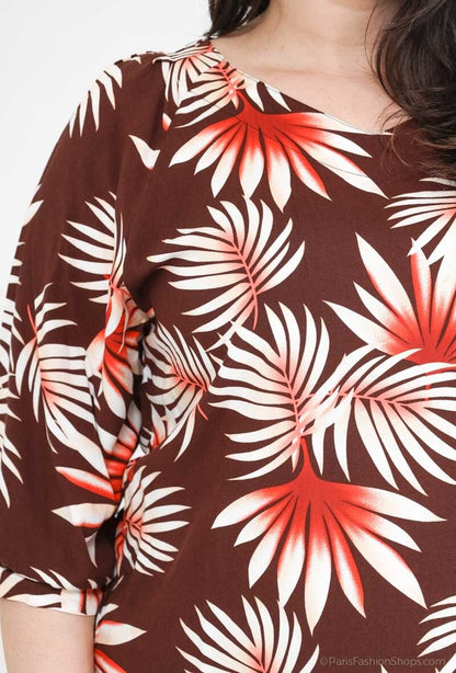 Plus Size Printed Tunic för Stora Storlekar