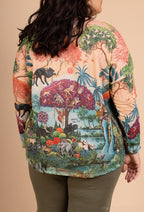 Tryckt tunika med V-ringning i storlek 38 till 50 | Stor Storlek