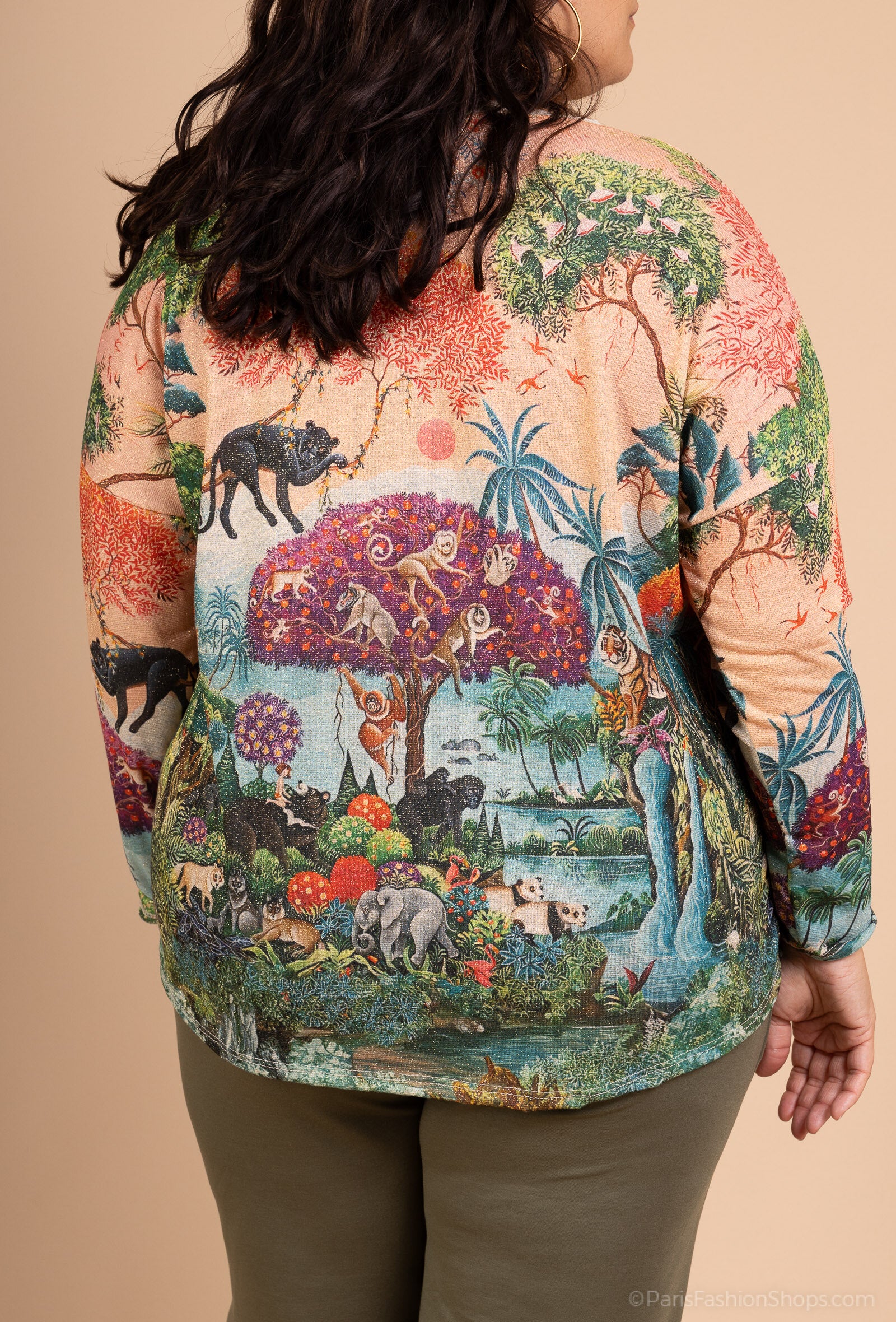 Tryckt tunika med V-ringning i storlek 38 till 50 | Stor Storlek