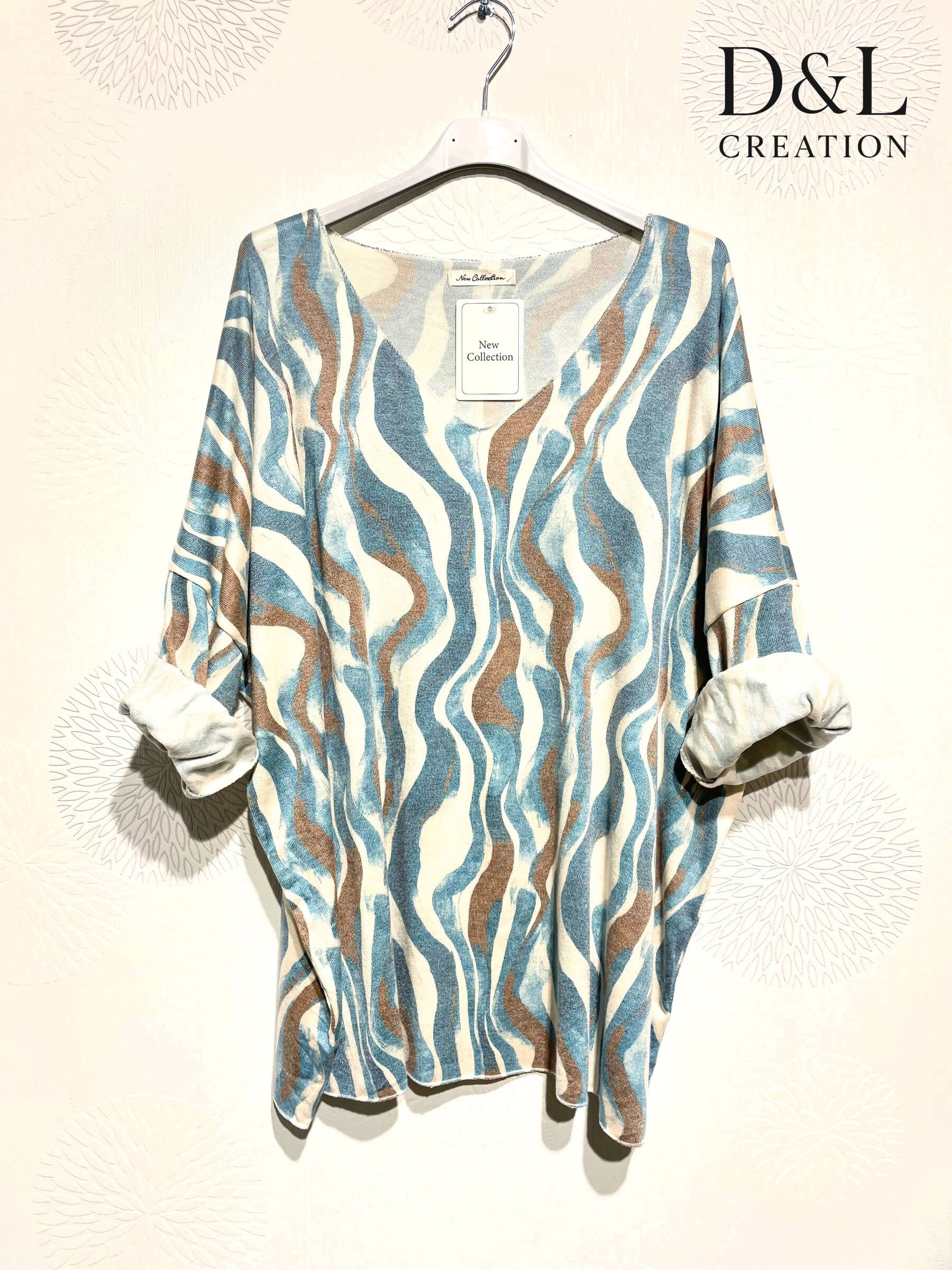 Plus Size Printed fine knit tunic sizes T38 to T54