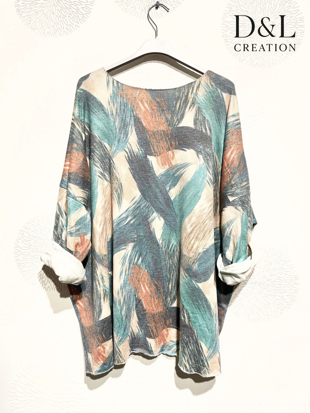Plus Size Tryckt Finstickad Tunika