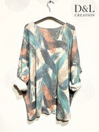 Plus Size Tryckt Finstickad Tunika