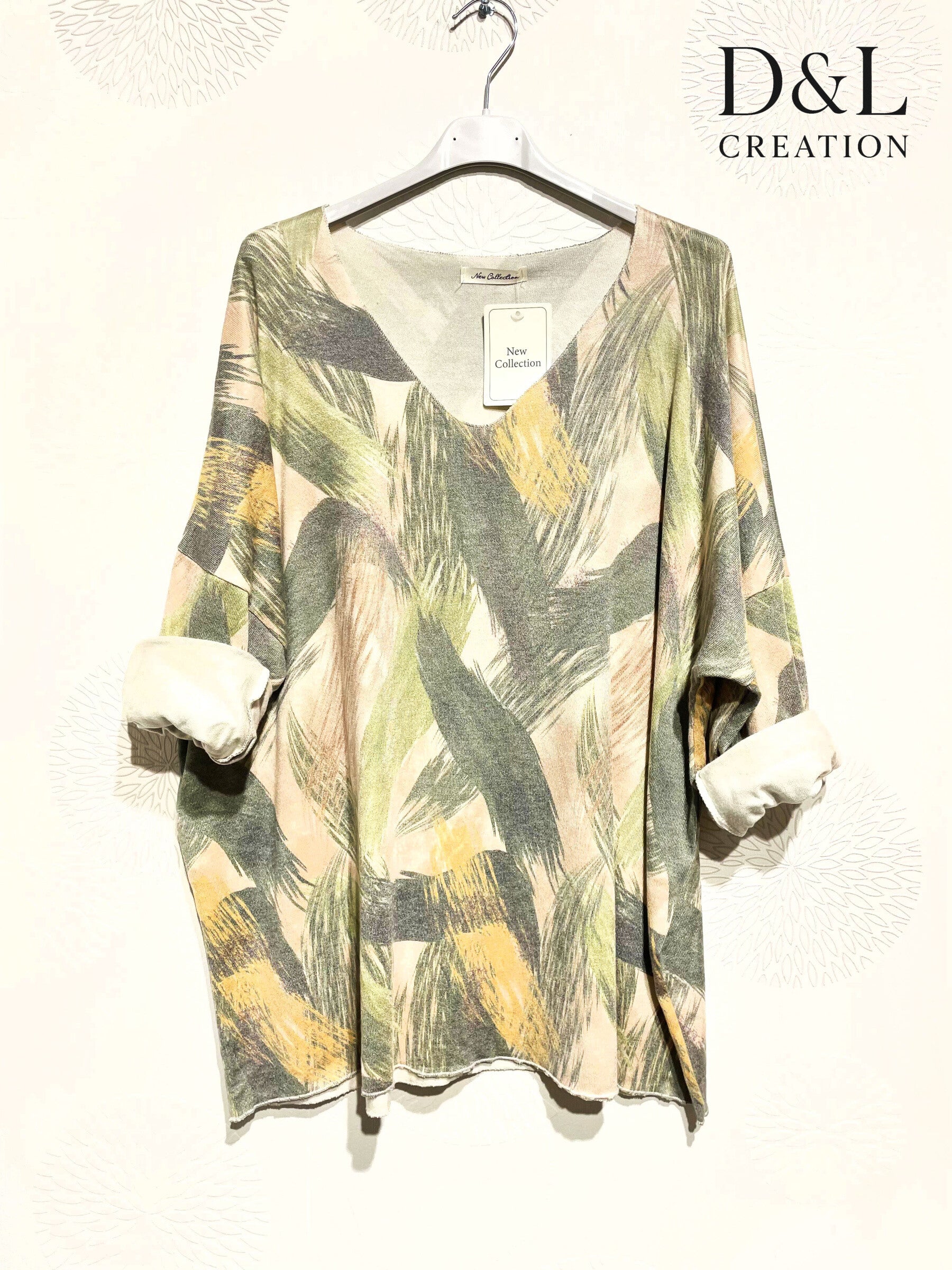 Plus Size Tryckt Finstickad Tunika