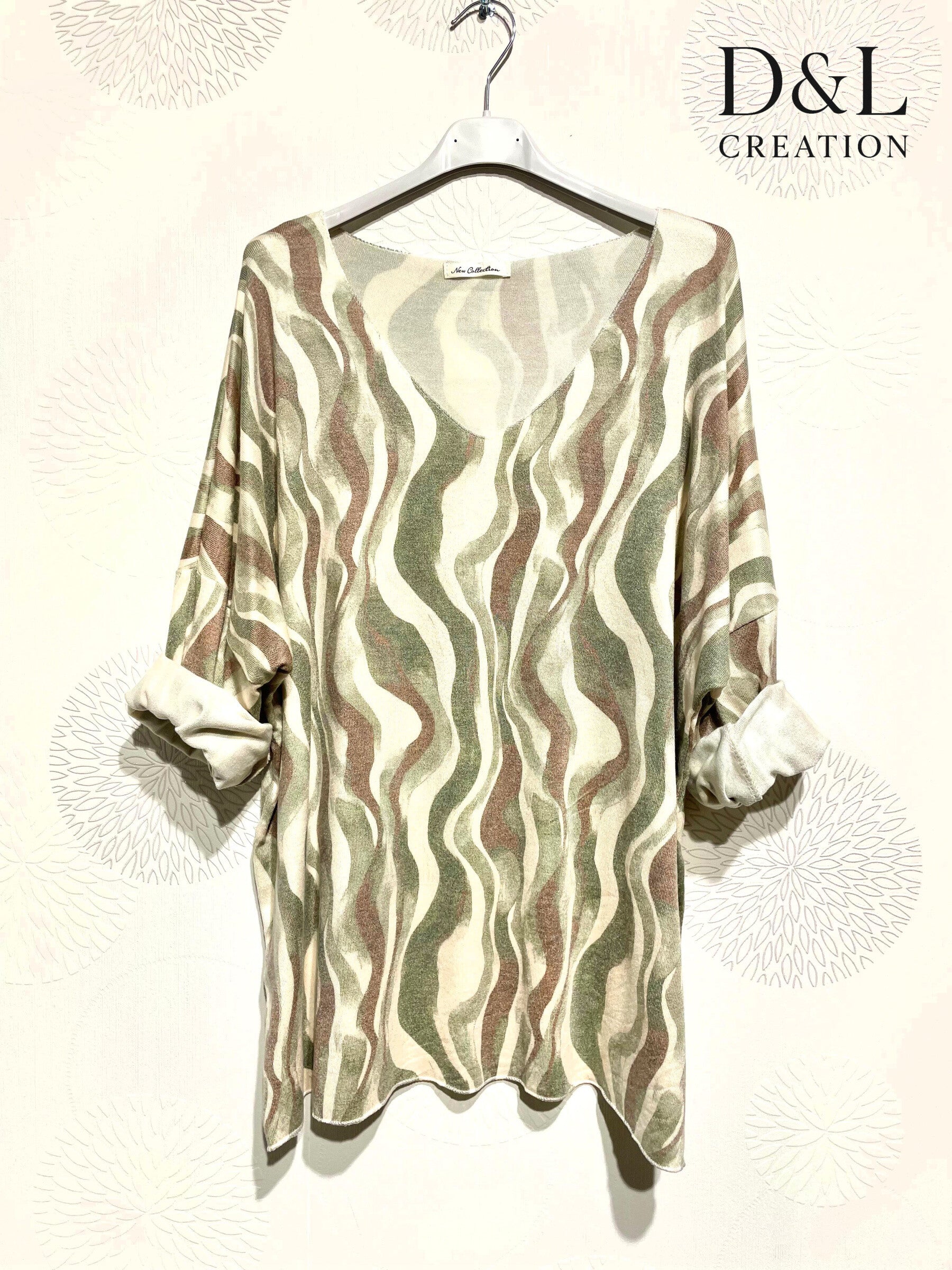 Plus Size Tryckt Finstickad Tunika
