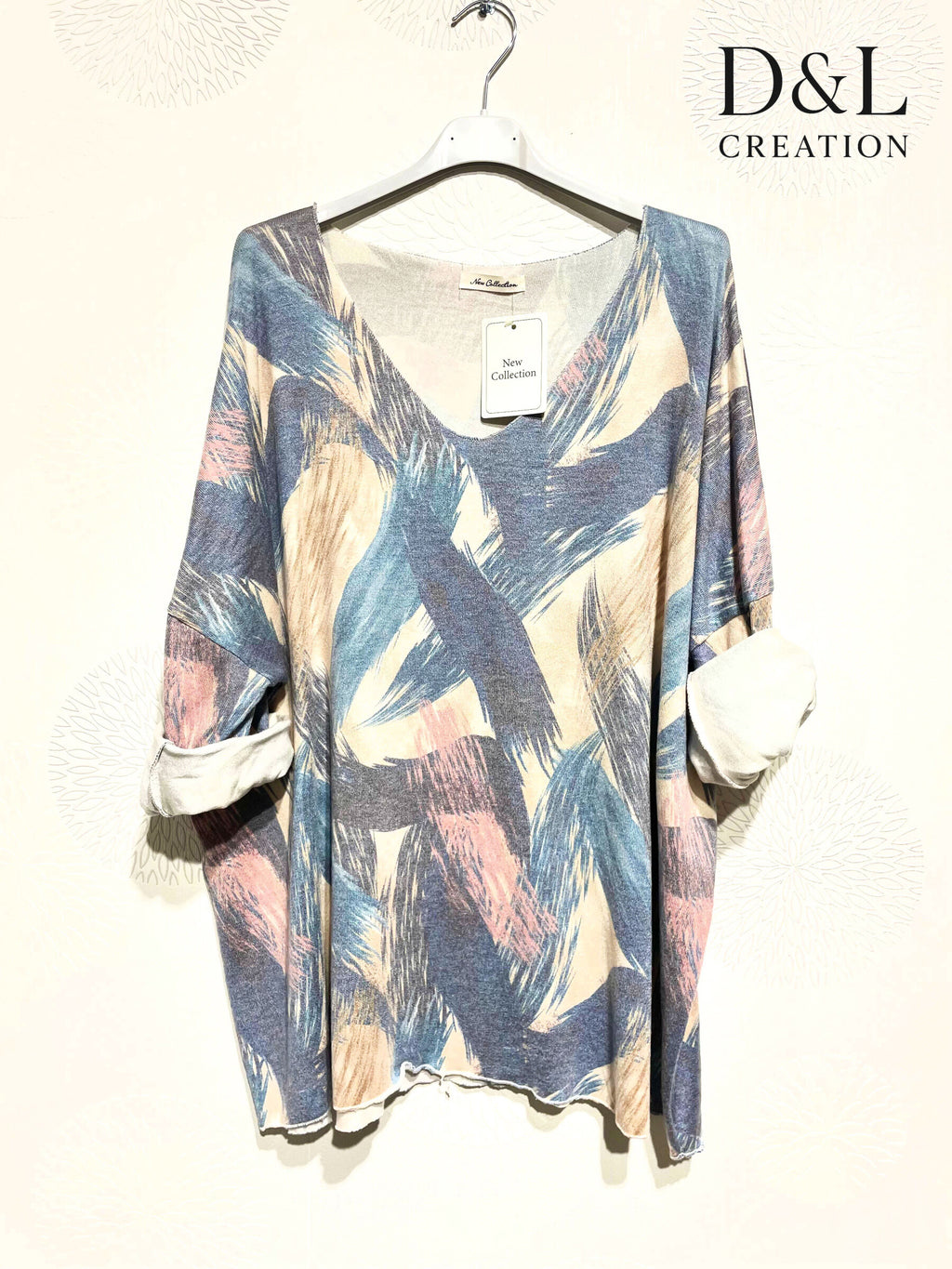 Plus Size Tryckt Finstickad Tunika