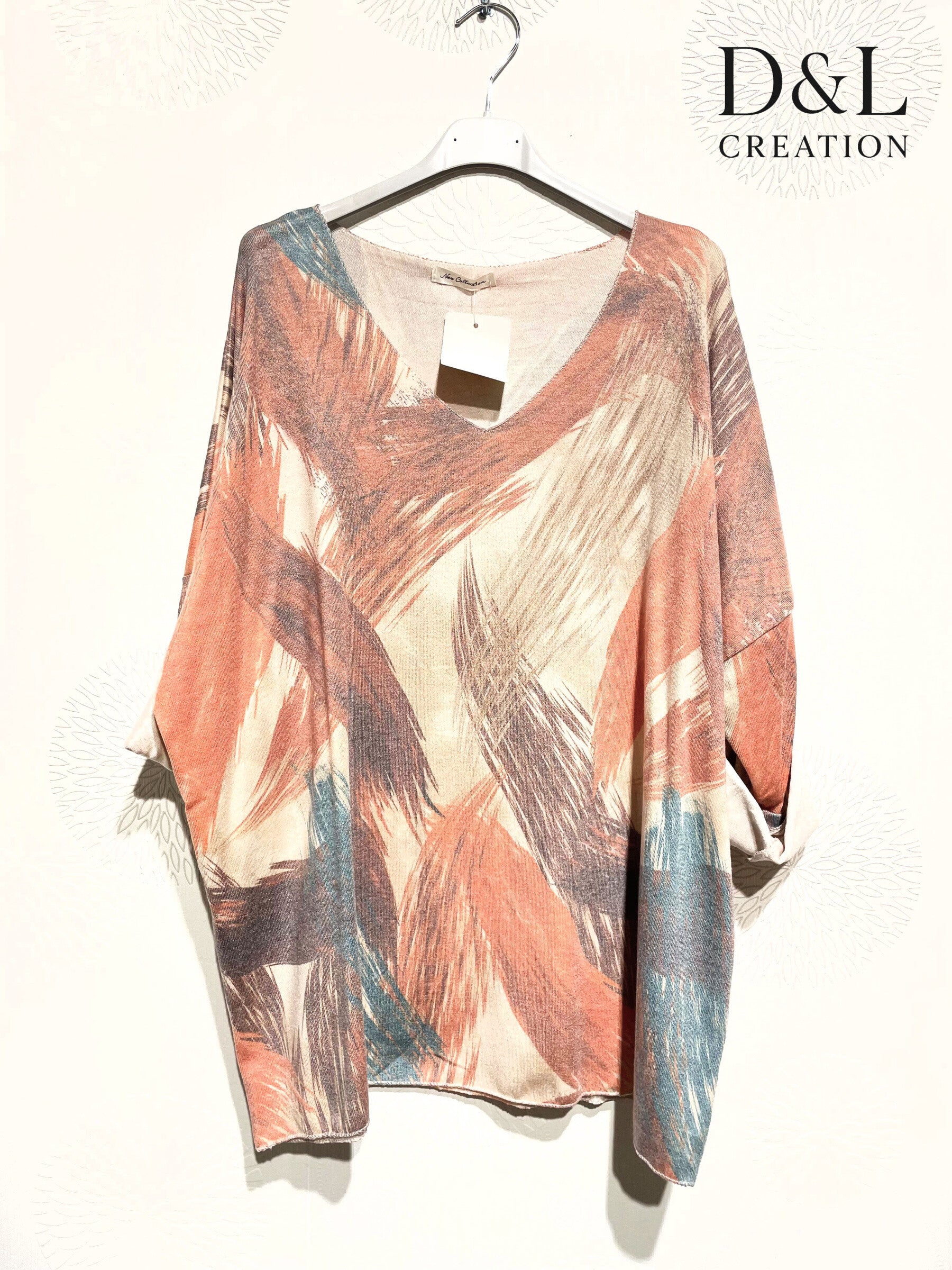 Plus Size Printed fine knit tunic sizes 38 to 54