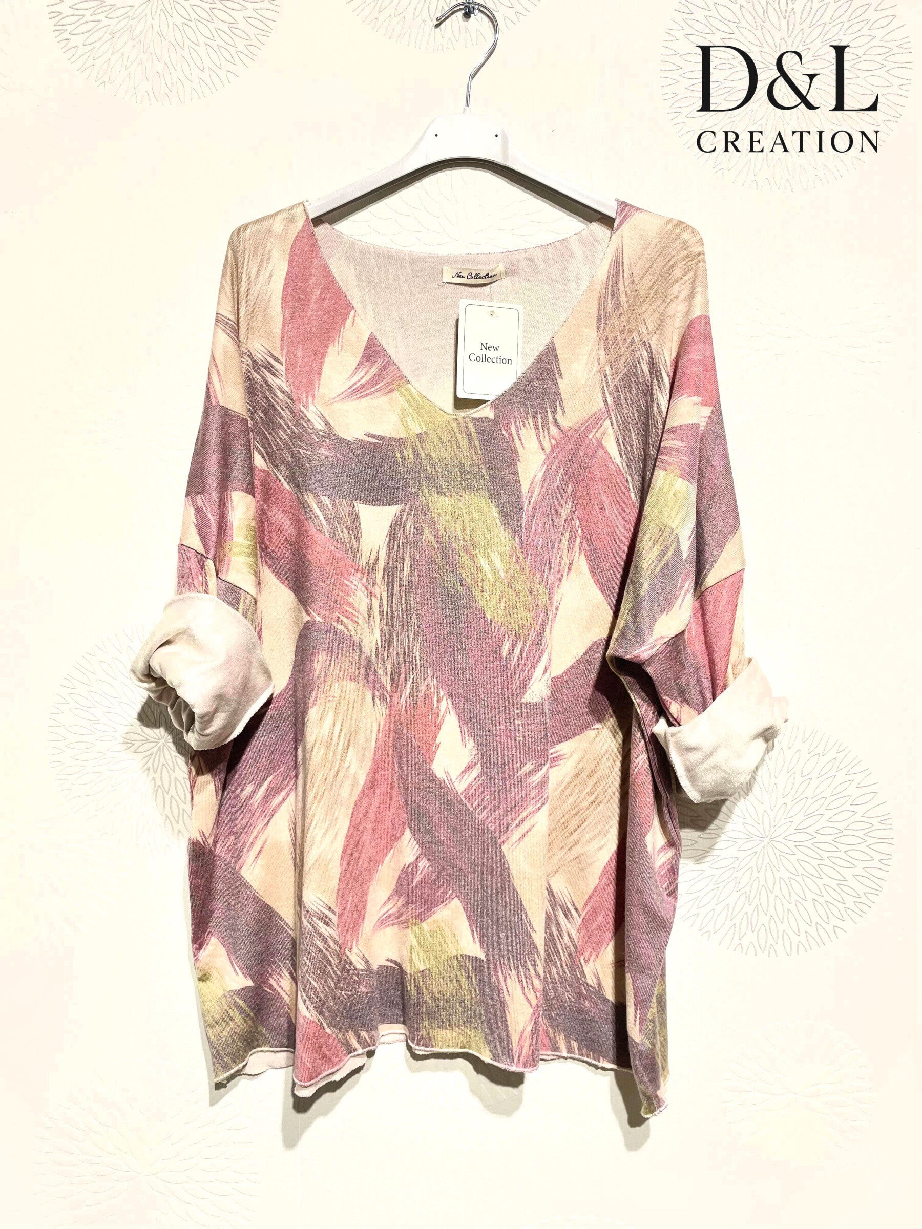 Plus Size Printed fine knit tunic sizes 38 to 54