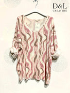 Plus Size Tryckt Finstickad Tunika