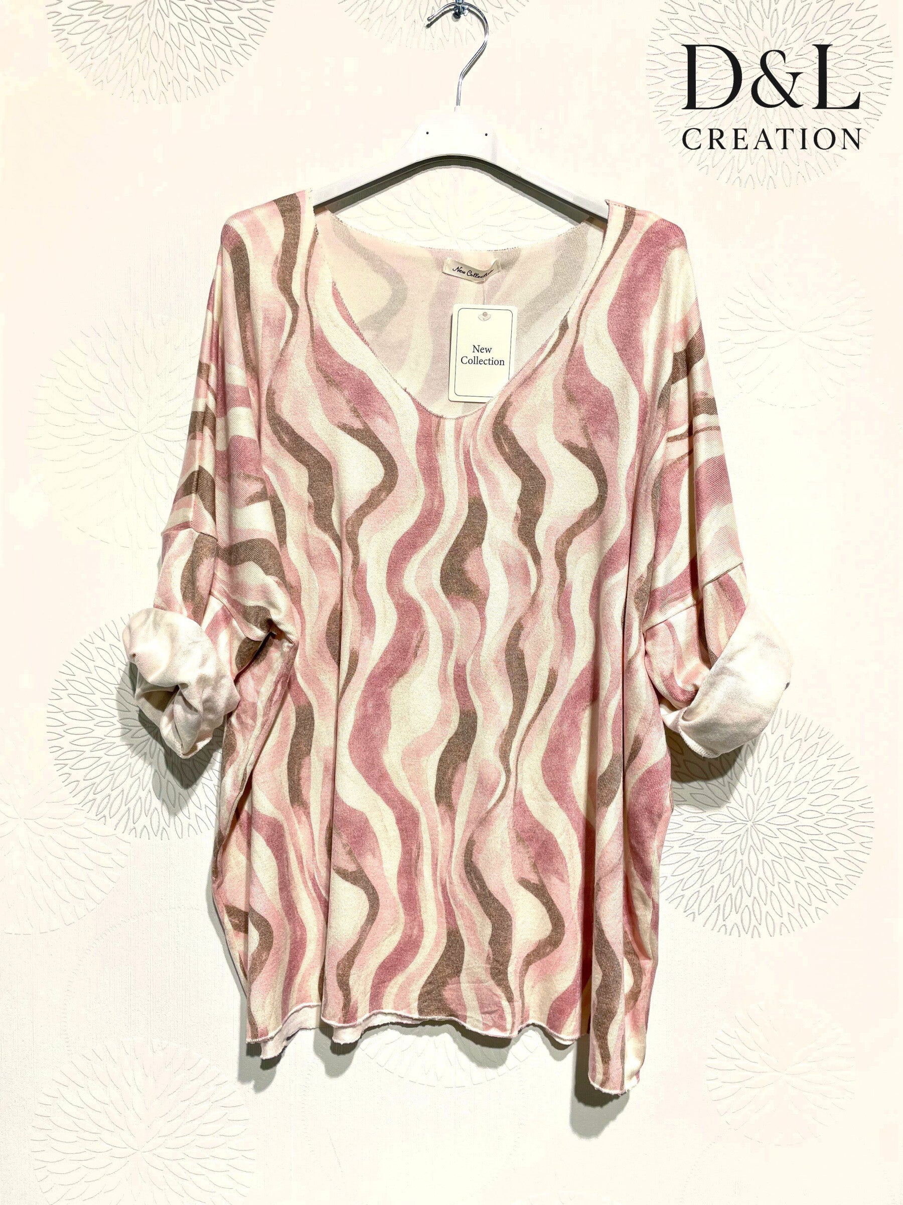 Plus Size Tryckt Finstickad Tunika