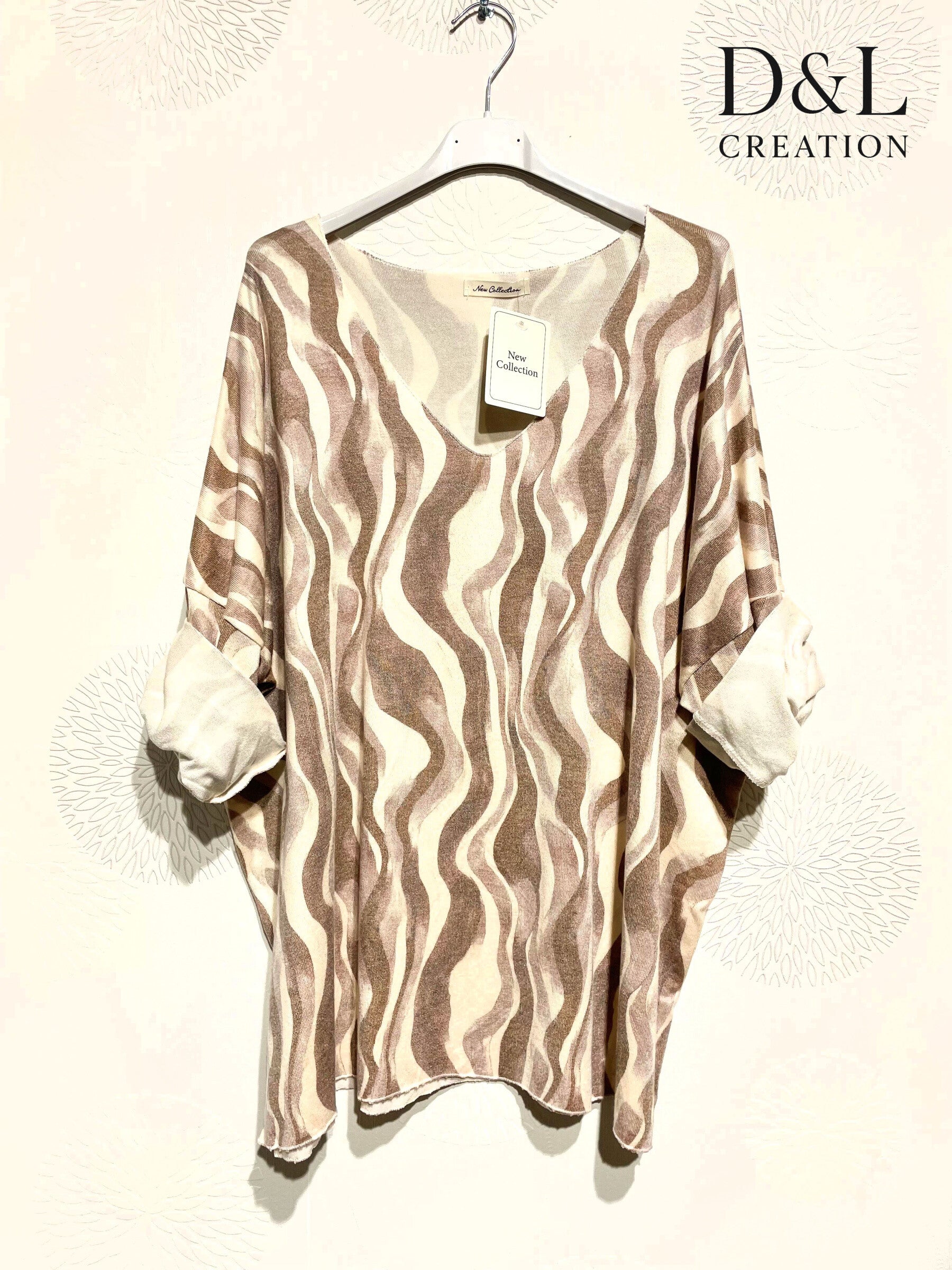 Plus Size Printed fine knit tunic sizes T38 to T54