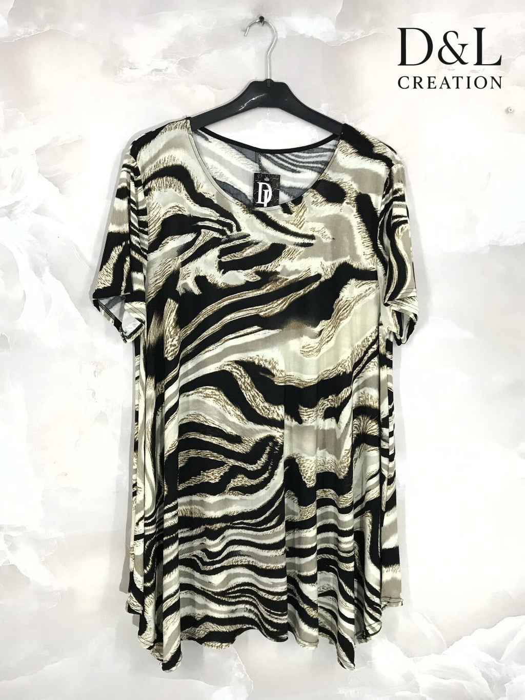 Plus Size Tryckt Flared Fluid Kortärmad Tunika 40-52