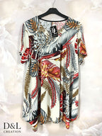 Plus Size Fluid Flared Tunic med Korta Ärmar T40 till T52