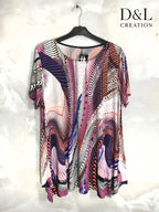 Plus Size Tryckt Flared Fluid Kortärmad Tunika 40-52