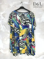 Plus Size Tryckt Flared Fluid Kortärmad Tunika 40-52