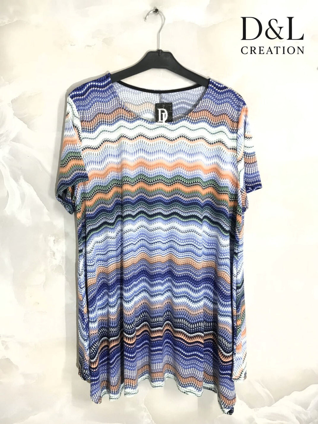 Plus Size Tryckt Flared Fluid Kortärmad Tunika 40-52