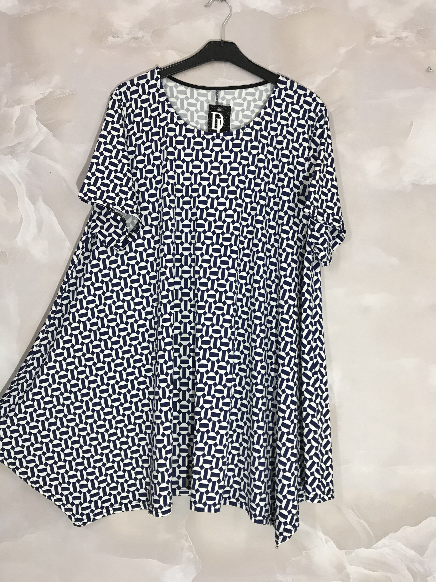 Plus Size Fluid flared tunic short sleeves T40 to T52