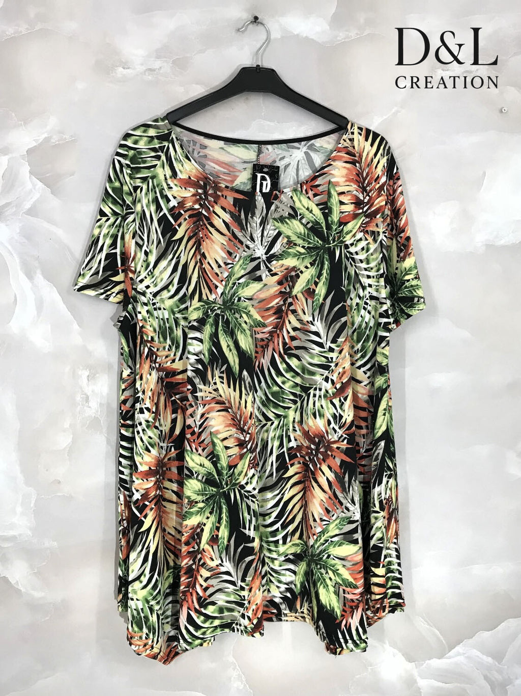 Plus Size Tryckt Flared Fluid Kortärmad Tunika 40-52