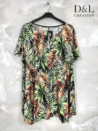 Plus Size Tryckt Flared Fluid Kortärmad Tunika 40-52