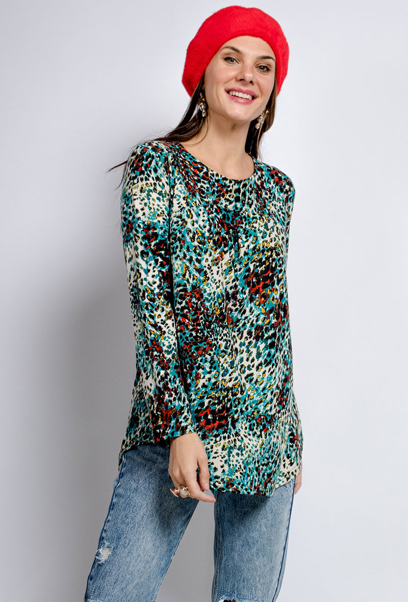 Plus Size Tryckt Tunika