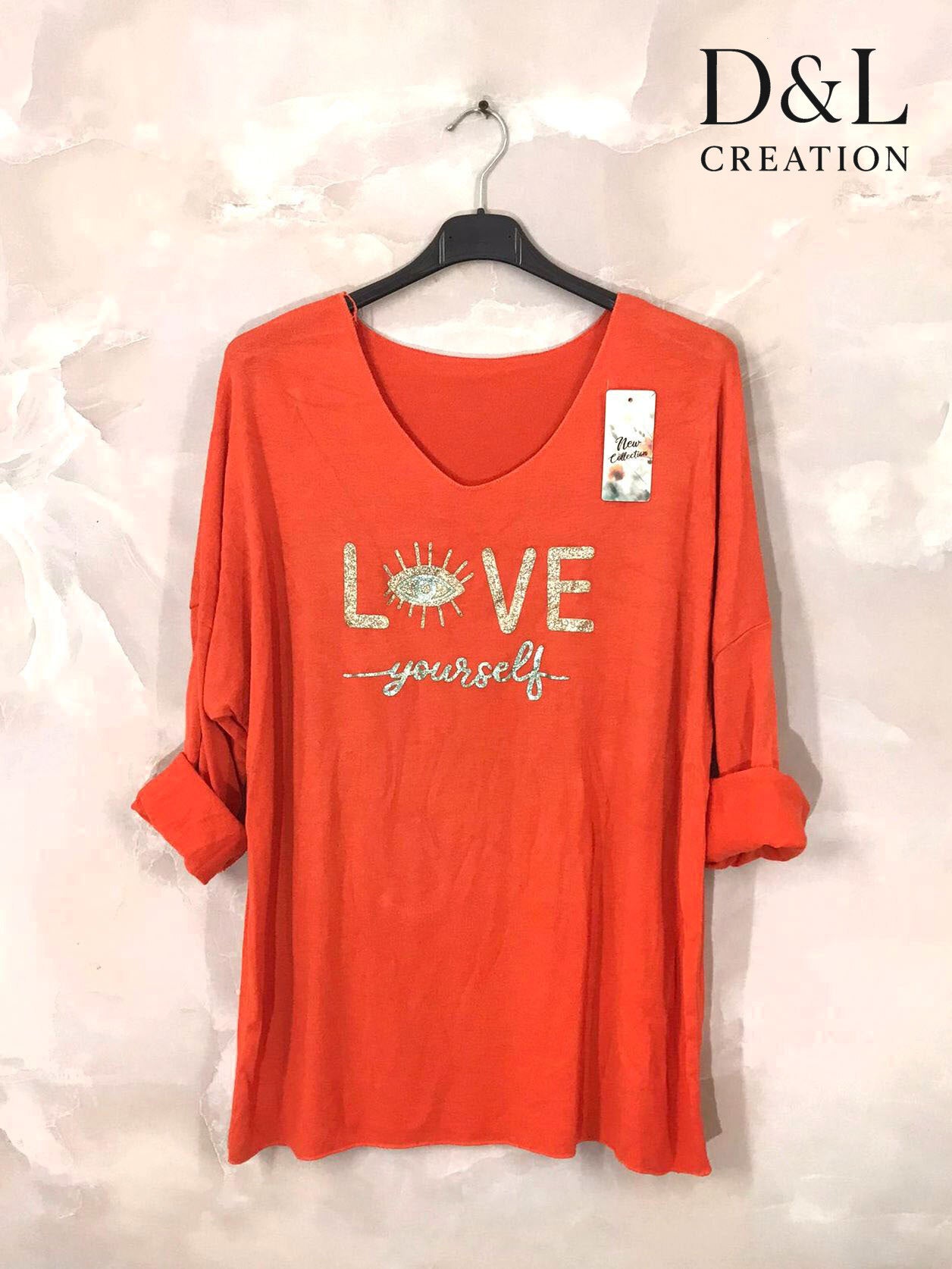 Love Yourself Tunic Sizes 38 to 48 i Stor Storlek