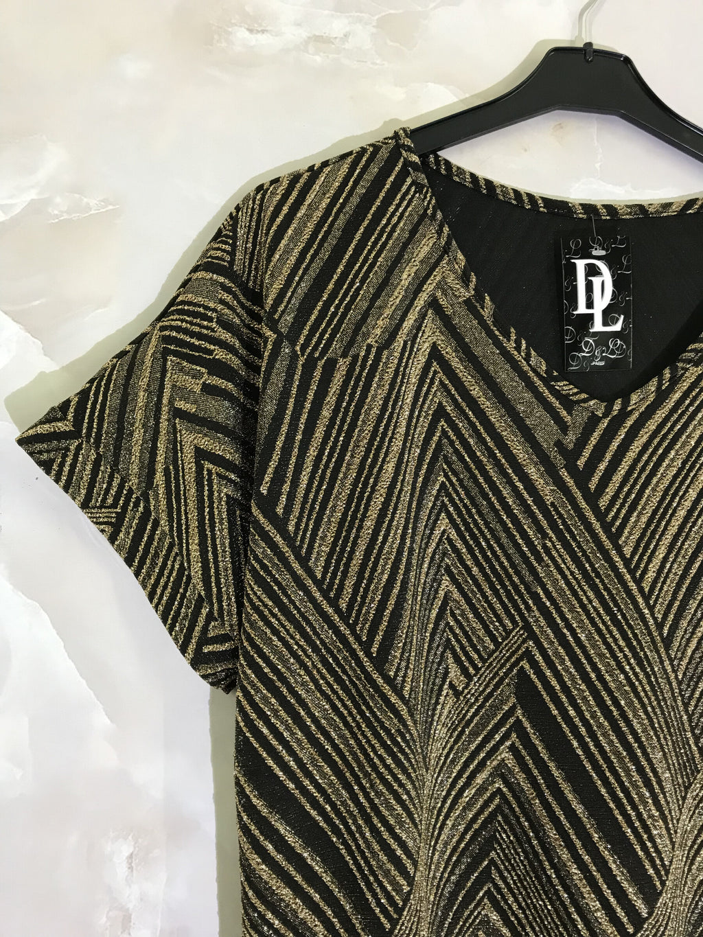 Plus Size Korta Ärmar Paljetter V-ringad Tunika