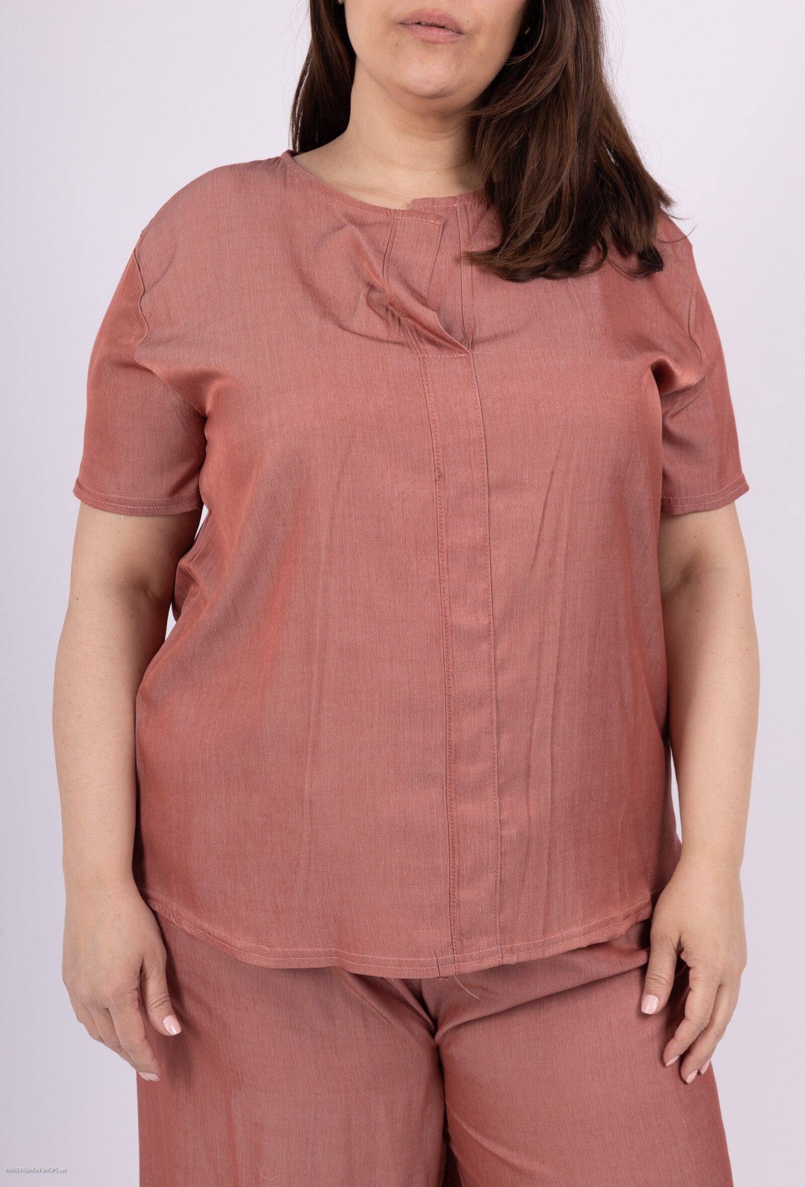 Plus Size Kortärmad Tunika i Lyocell T38 till T50