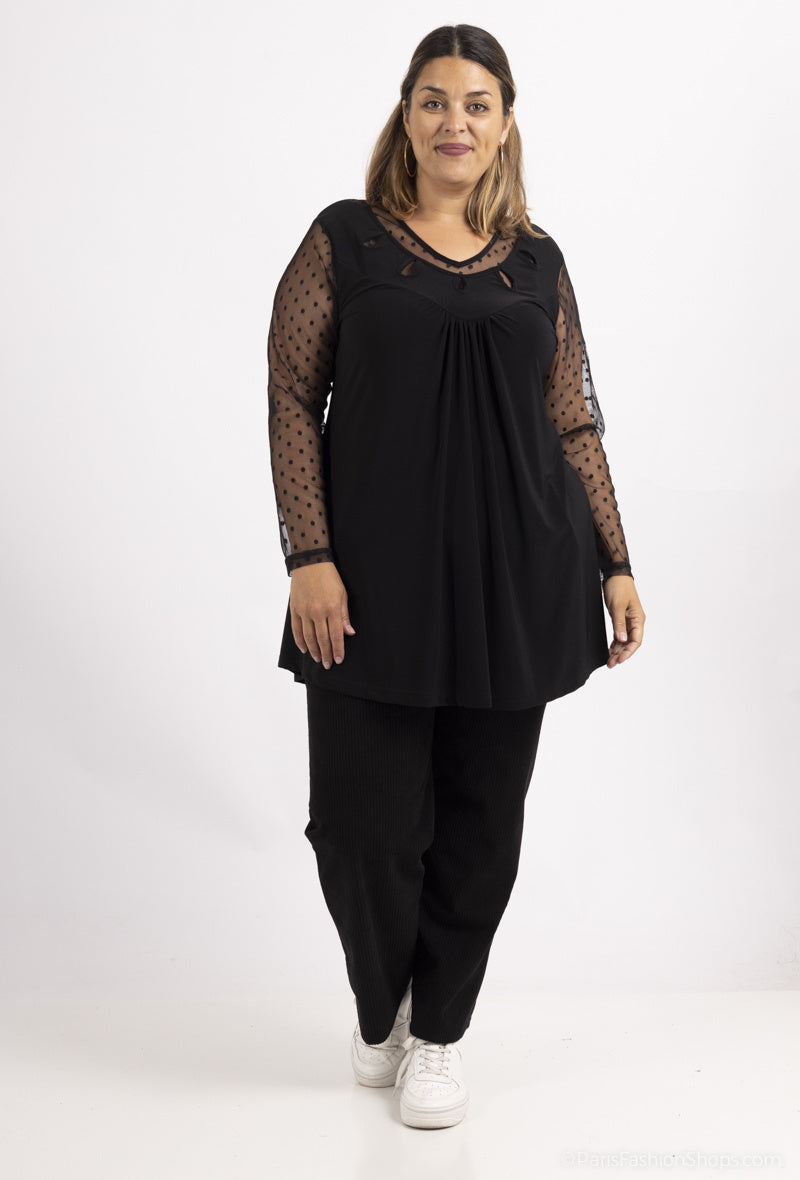Plus Size Lace Sleeve Tunic