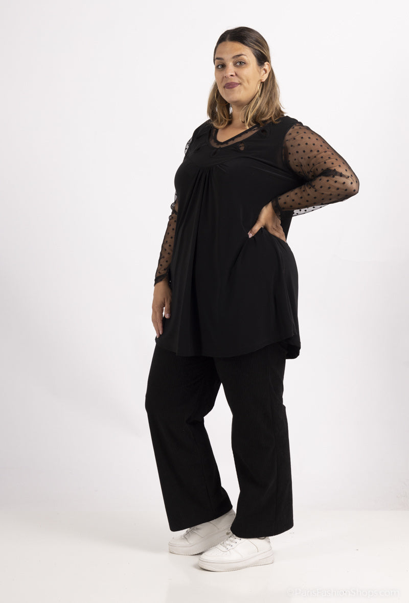 Plus Size Lace Sleeve Tunic