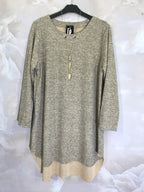 Plus Size Long sleeve tunic with gold necklace