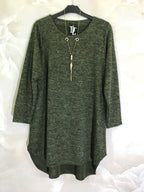 Plus Size Long sleeve tunic with gold necklace