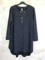 Plus Size Long sleeve tunic with gold necklace