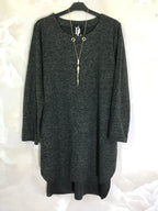 Plus Size Long sleeve tunic with gold necklace